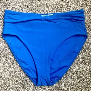 CALIA Women's Shirred V Front High Rise Swim Bottoms